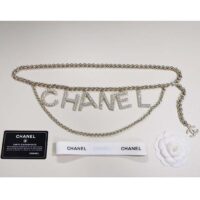 Chanel Women CC Belt Gold Tone Metal White Crystal Glass Diamond Chanel Logo (5)