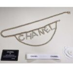 Chanel Women CC Belt Gold Tone Metal White Crystal Glass Diamond Chanel Logo – Image 5