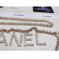 Chanel Women CC Belt Gold Tone Metal White Crystal Glass Diamond Chanel Logo (5)