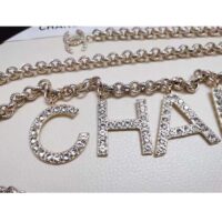 Chanel Women CC Belt Gold Tone Metal White Crystal Glass Diamond Chanel Logo (5)