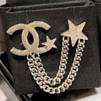 Chanel Women CC Brooch Metal Resin Diamantés Stars Gold Tone Metal (7)