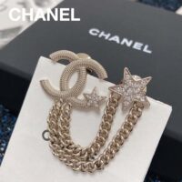 Chanel Women CC Brooch Metal Resin Diamantés Stars Gold Tone Metal (7)