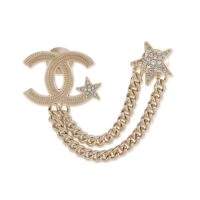 Chanel Women CC Brooch Metal Resin Diamantés Stars Gold Tone Metal (7)