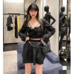 Chanel Women CC Chain Belt Gold Metal Resin Glass Pearls Strass Black Calfskin Leather - Image 10