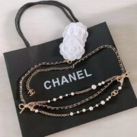 Chanel Women CC Chain Belt Gold Metal Resin Glass Pearls Strass Black Calfskin Leather (12)