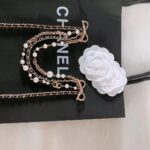 Chanel Women CC Chain Belt Gold Metal Resin Glass Pearls Strass Black Calfskin Leather - Image 4