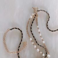 Chanel Women CC Chain Belt Gold Metal Resin Glass Pearls Strass Black Calfskin Leather (12)