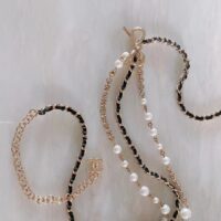 Chanel Women CC Chain Belt Gold Metal Resin Glass Pearls Strass Black Calfskin Leather (12)