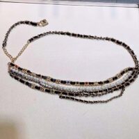 Chanel Women CC Chain Belt Gold Metal Resin Glass Pearls Strass Muticolor Diamonds Black Calfskin Leather (3)