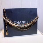 Chanel Women CC Chain Belt Gold Metal Resin Glass Pearls Strass Muticolor Diamonds Black Calfskin Leather - Image 3