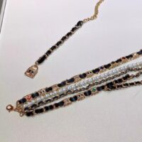 Chanel Women CC Chain Belt Gold Metal Resin Glass Pearls Strass Muticolor Diamonds Black Calfskin Leather (3)