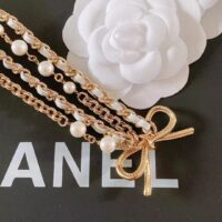 Chanel Women CC Chain Belt Gold Metal Resin Glass Pearls Strass White Calfskin Leather (5)