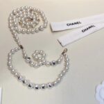 Chanel Women CC Chain Belt Metal Glass Pearls Imitation Pearls Strass Dark Gold Pearly White Crystal - Image 5