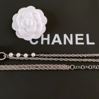 Chanel Women CC Chain Belt Metal Glass Pearls Imitation Pearls Strass Silver Pearly White Crystal (9)