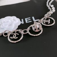 Chanel Women CC Chain Belt Metal Glass Pearls Imitation Pearls Strass Silver Pearly White Crystal (9)