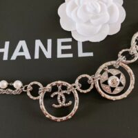 Chanel Women CC Chain Belt Metal Glass Pearls Imitation Pearls Strass Silver Pearly White Crystal (9)