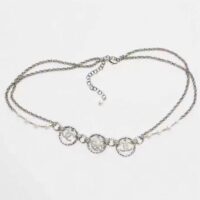 Chanel Women CC Chain Belt Metal Glass Pearls Imitation Pearls Strass Silver Pearly White Crystal (9)