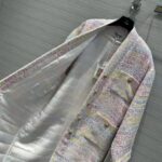 Chanel Women CC Coat Embroidered Cotton Wool Tweed Pink Yellow Ecru Blue Ref. P76296 V68251 NS965 – Image 5