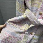 Chanel Women CC Coat Embroidered Cotton Wool Tweed Pink Yellow Ecru Blue Ref. P76296 V68251 NS965 – Image 10