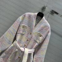 Chanel Women CC Coat Embroidered Cotton Wool Tweed Pink Yellow Ecru Blue Ref. P76296 V68251 NS965 (13)