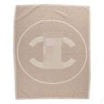 Chanel Unisex CC Bomullsull Tweed Beige Sandfärgad Multifunktionell Filthalsduk