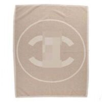 Chanel Women CC Cotton Wool Tweed Beige Sandy Multifunction Blanket Scarf (3)