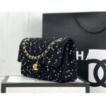 Chanel Women CC Flap Bag Strass Sequins Gold-Tone Metal Black White – Image 4