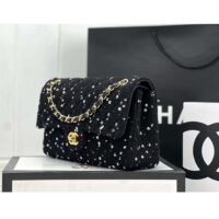 Chanel Women CC Flap Bag Strass Sequins Gold-Tone Metal Black White (5)