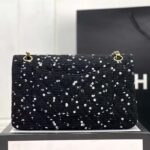 Chanel Women CC Flap Bag Strass Sequins Gold-Tone Metal Black White – Image 3