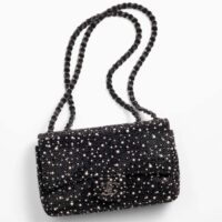 Chanel Women CC Flap Bag Strass Sequins Gold-Tone Metal Black White (5)