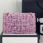 Chanel Women CC Flap Bag Tweed Fabrics Gold-Tone Metal Purple Pink Blue - Image 5