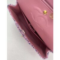 Chanel Women CC Flap Bag Tweed Fabrics Gold-Tone Metal Purple Pink Blue (2)