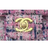 Chanel Women CC Flap Bag Tweed Fabrics Gold-Tone Metal Purple Pink Blue (2)