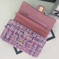 Chanel Women CC Flap Bag Tweed Fabrics Gold-Tone Metal Purple Pink Blue (2)