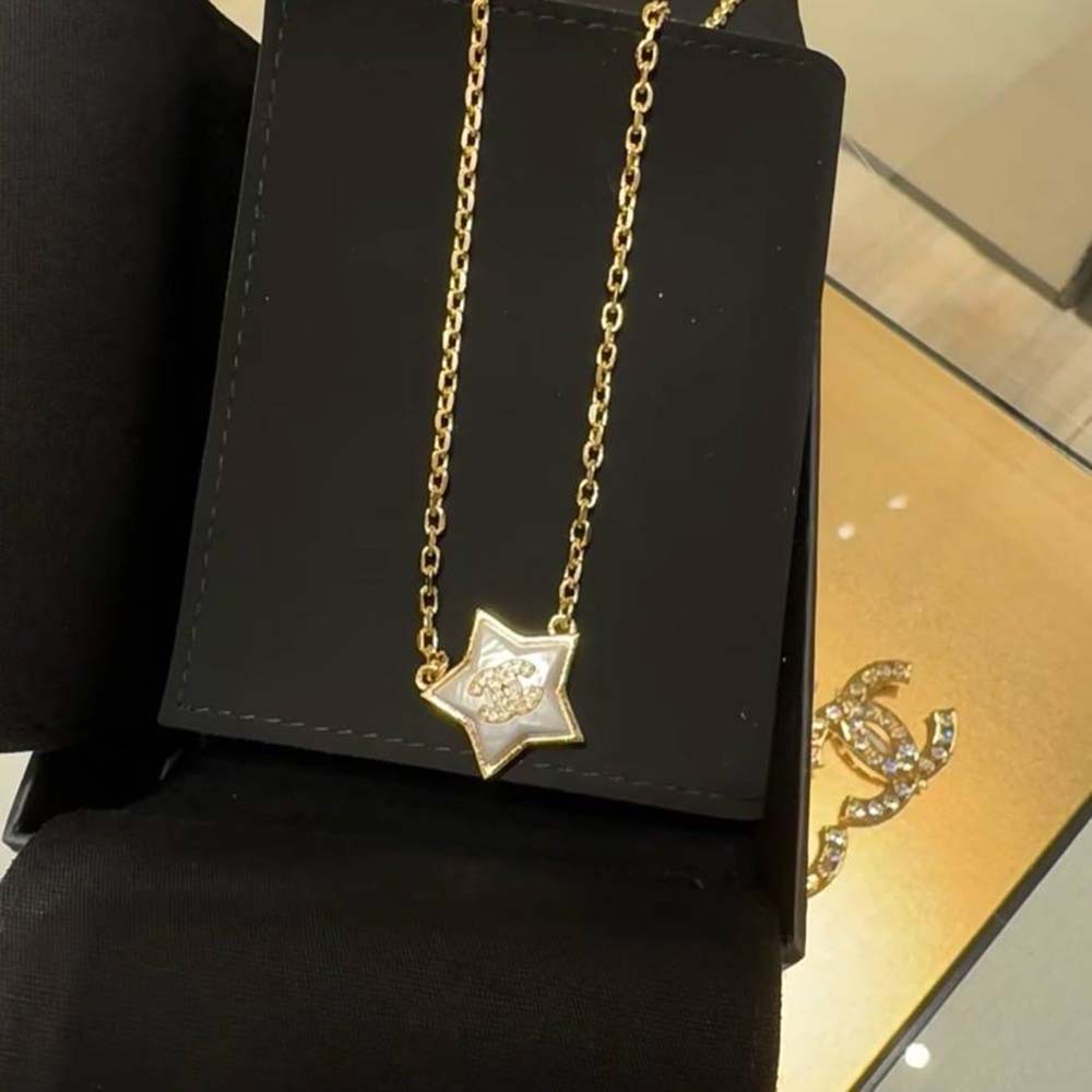 Chanel Women CC Necklace Gold Tone Metal (1)
