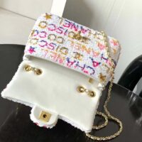 Chanel Women CC Small Flap Bag Sequins Gold-Tone Metal White Yellow Pink Blue (12)