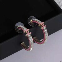 Chanel Women Hoop Earrings in Metal and Diamantés-Pink (1)