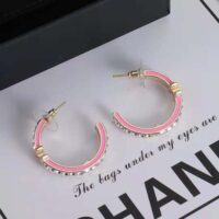 Chanel Women Hoop Earrings in Metal and Diamantés-Pink (1)