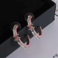 Chanel Women Hoop Earrings in Metal and Diamantés-Pink (1)