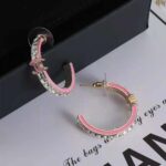 Chanel Women Hoop Earrings in Metal and Diamantés-Pink – Bild 4