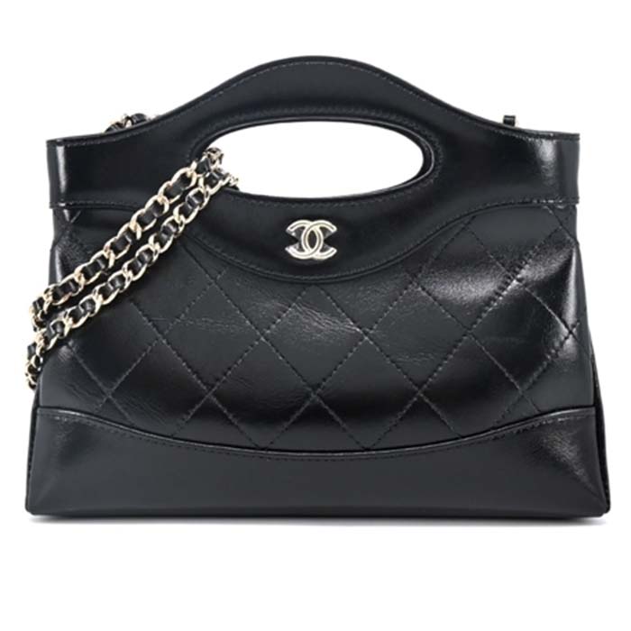 Chanel Women Small Shopping Bag in Aged Calfskin Leather-Black (11)