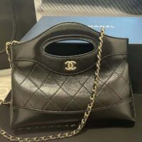 Chanel Women Small Shopping Bag in Aged Calfskin Leather-Black (11)