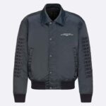 Dior Men CD Bomber Jacket Black Technical Twill Front Snap Closure Piped Side Pockets