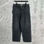 Dior Men CD Carpenter Jeans Black Cotton Twill Laser-Faded Vintage Effect Heavy-Weight Denim