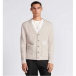 Dior Men CD Christian Dior Couture Cardigan Beige Cashmere Jersey – Image 12