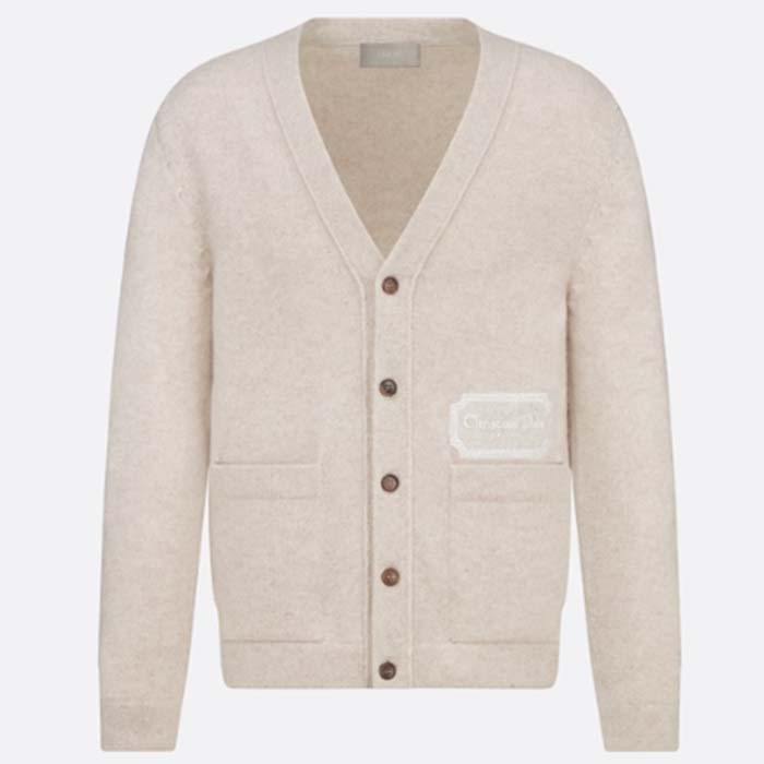 Dior Men CD Christian Dior Couture Cardigan Beige Cashmere Jersey