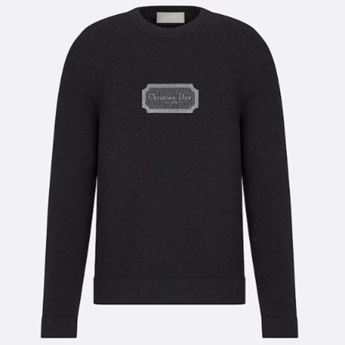 Dior Men CD Christian Dior Couture Sweater Black Cashmere Jersey
