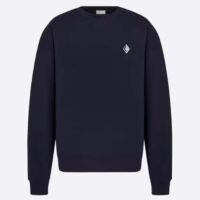 Dior Men CD Diamond Oversized Sweatshirt Navy Blue Organic Cotton Fleece (10)