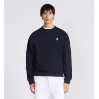 Dior Men CD Diamond Oversized Sweatshirt Navy Blue Organic Cotton Fleece (10)