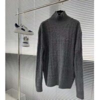 Dior Men CD Dior Icons Sweater Gray Cashmere Knit Stand Collar All-Over Cannage Motif (12)